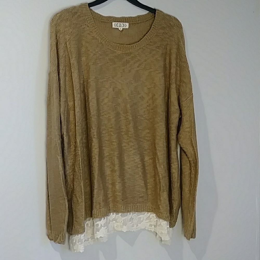 🌹 Pink Rose 🌹 Sweater Brown w/ Lace 3x